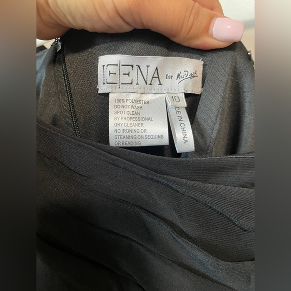 Mac Duggal Women's leena Foldover Long Sleeve Jeweled Midi Dress - Picture 9 of 14